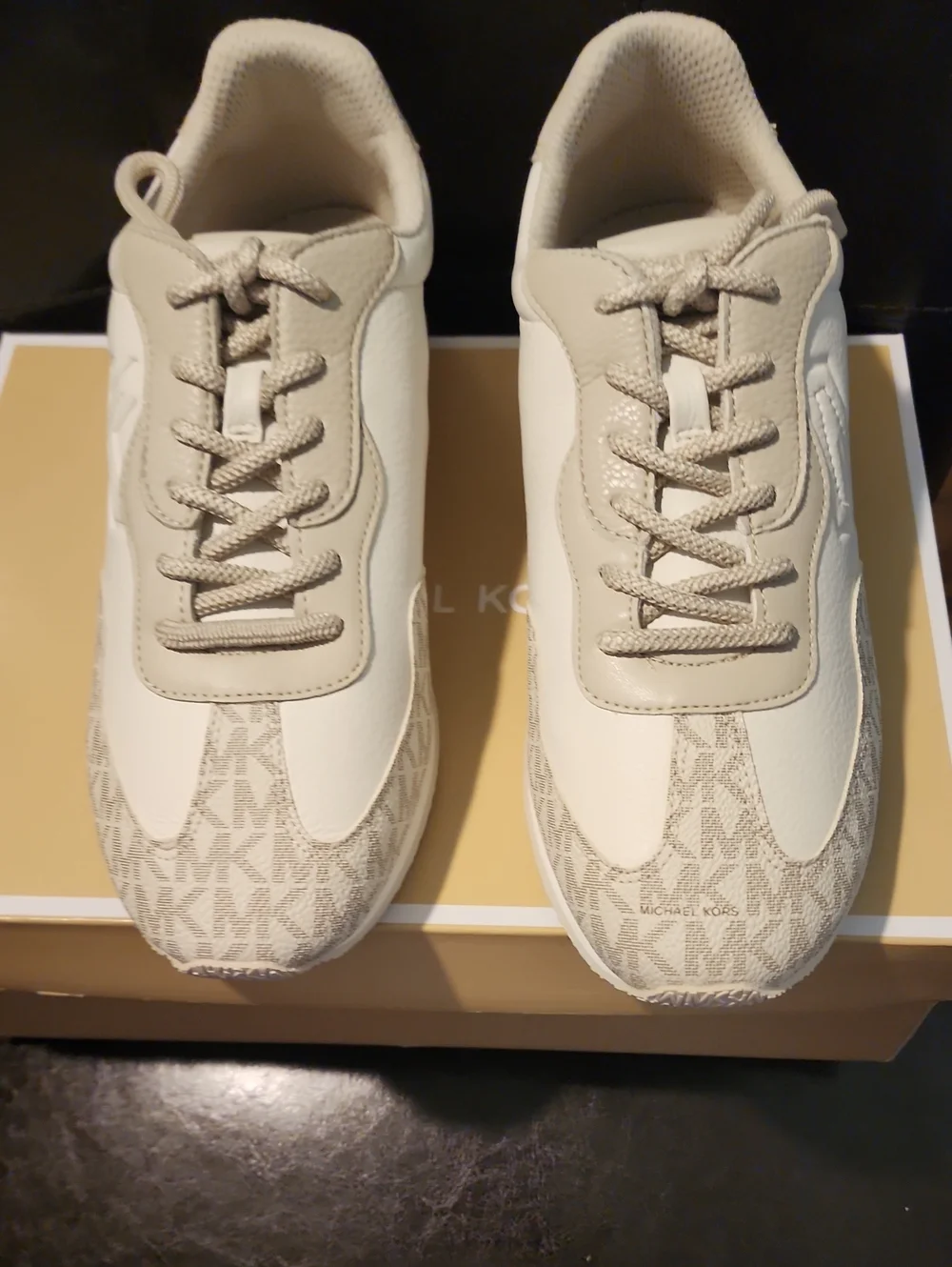 Michael Kors Beige Cream Logo-Print Women's Sneakers